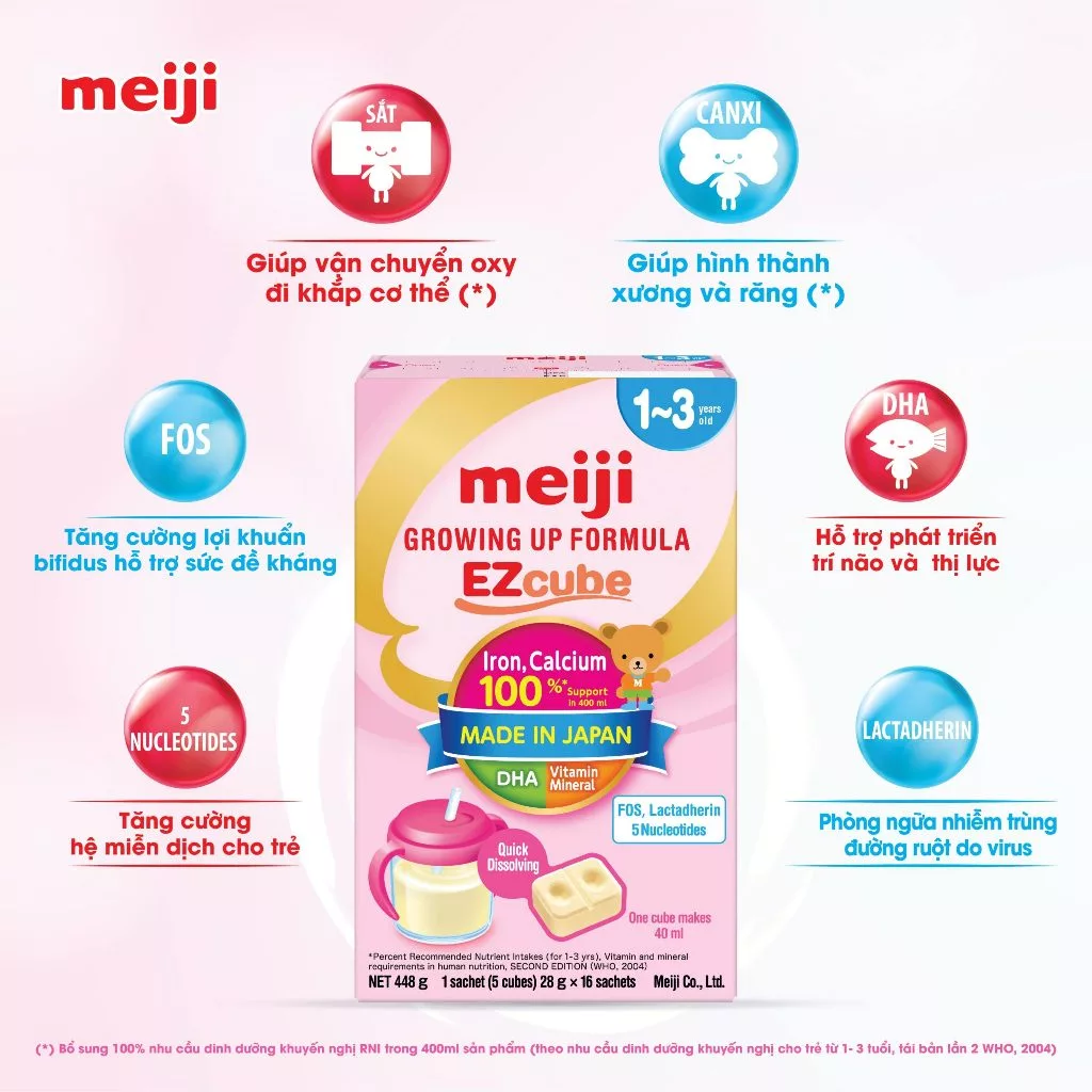 Sữa Meiji thanh nhập khẩu hộp 16 thanh 448g cho bé 1 - 3 tuổi