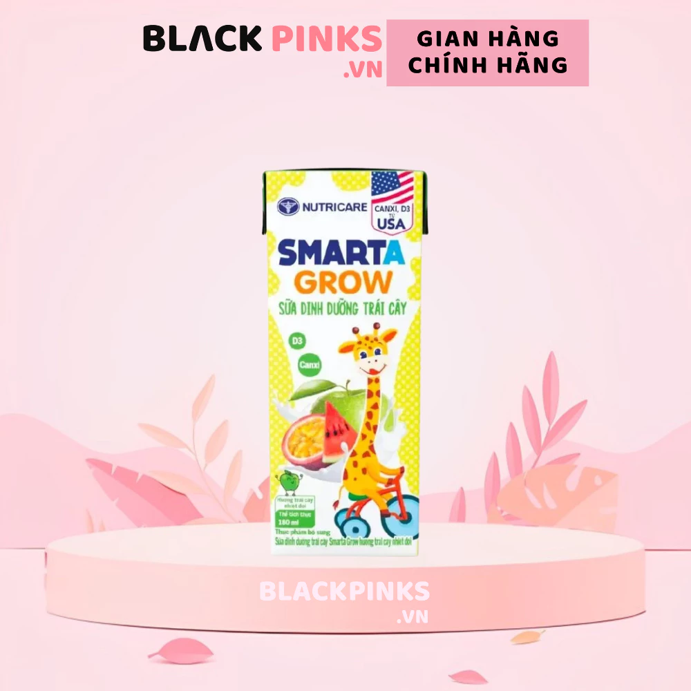 Sữa nước Smarta Grow hương Dâu/hương Cam/Trái cây nhiệt đới 110ml và 180ml (4hộp/lốc)