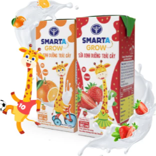 Sữa nước Smarta Grow hương Dâu/hương Cam/Trái cây nhiệt đới 110ml và 180ml (4hộp/lốc)