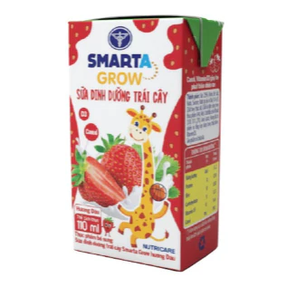 Sữa nước Smarta Grow hương Dâu/hương Cam/Trái cây nhiệt đới 110ml và 180ml (4hộp/lốc)