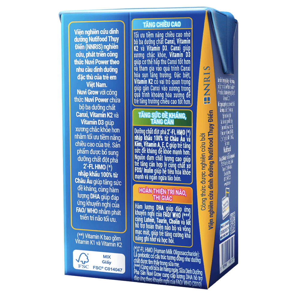 Sữa pha sẵn Nutifood NuVi Grow 110 ml và 180 ml (lốc 4 hộp)