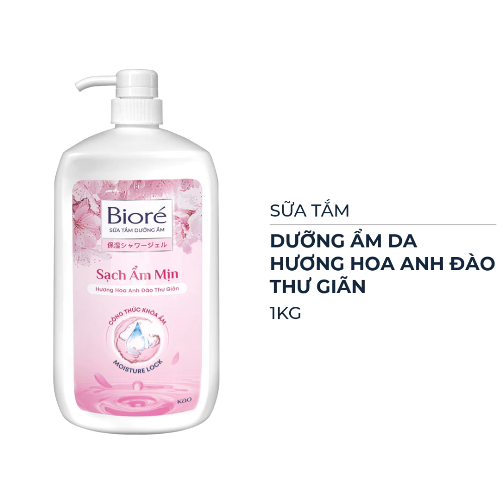 Sữa tắm Bioré dưỡng ẩm hương hoa anh đào thư giãn 1kg
