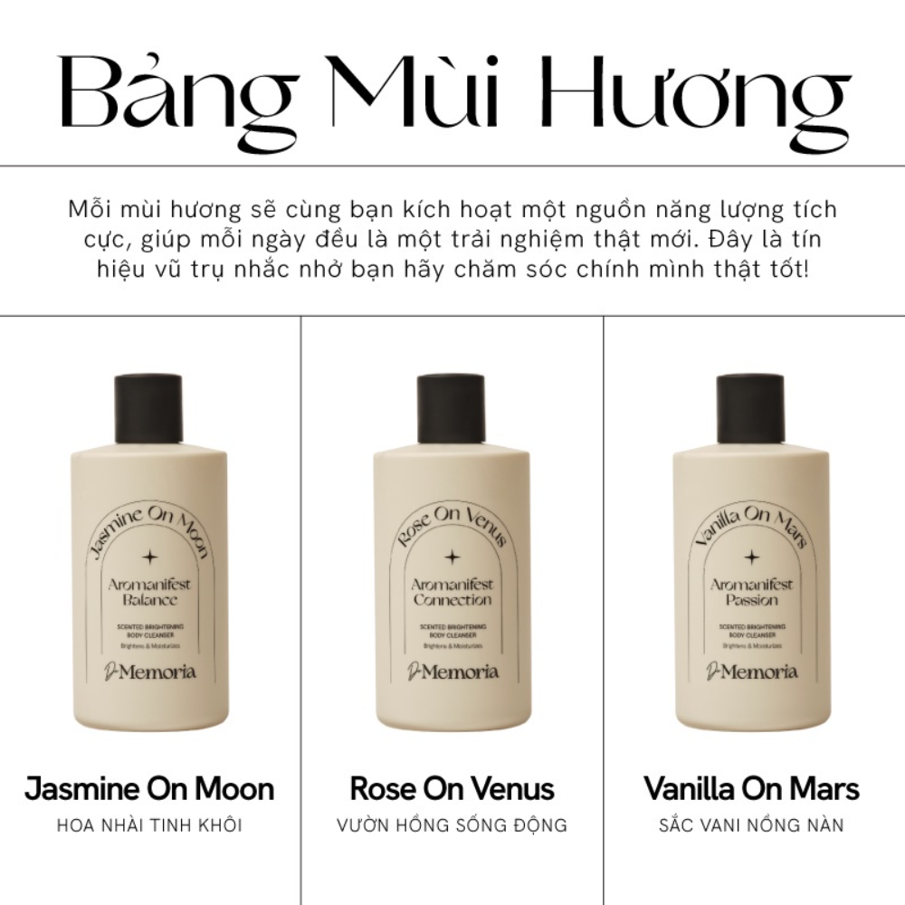 Sữa tắm De Memoria sáng da hương Rose On Venus 300ml