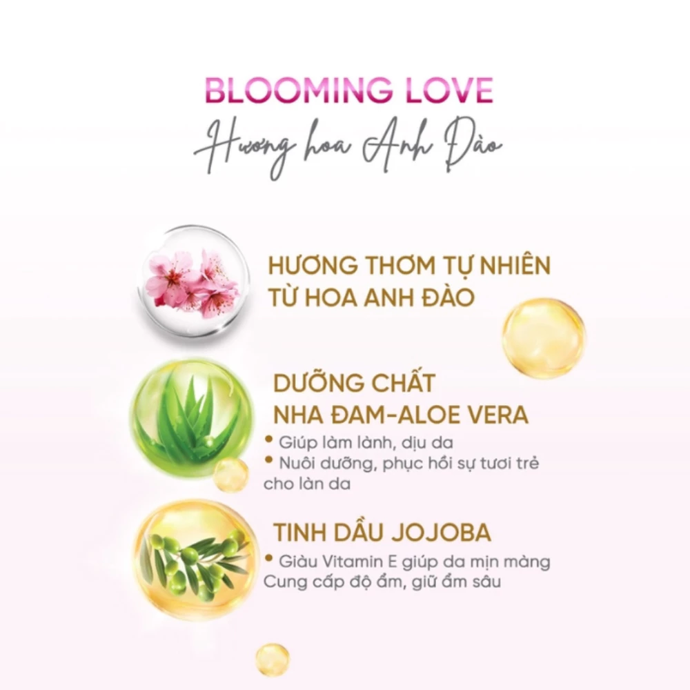 Sữa tắm Double Rich Blooming Love hương hoa anh đào 550g/800g