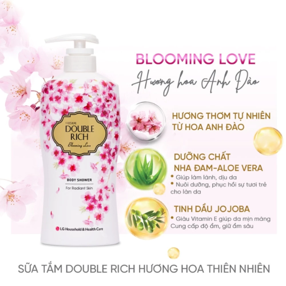 Sữa tắm Double Rich Blooming Love hương hoa anh đào 550g/800g