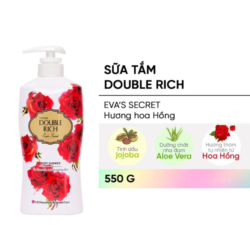 Sữa tắm Double Rich Eva's Secret hương hoa hồng 550g/800g