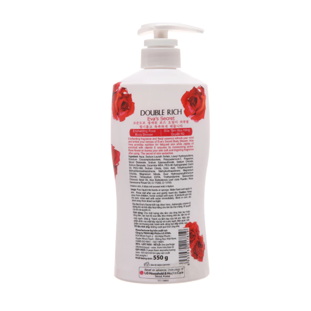 Sữa tắm Double Rich Eva's Secret hương hoa hồng 550g/800g