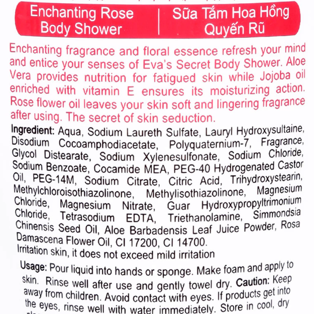 Sữa tắm Double Rich Eva's Secret hương hoa hồng 550g/800g