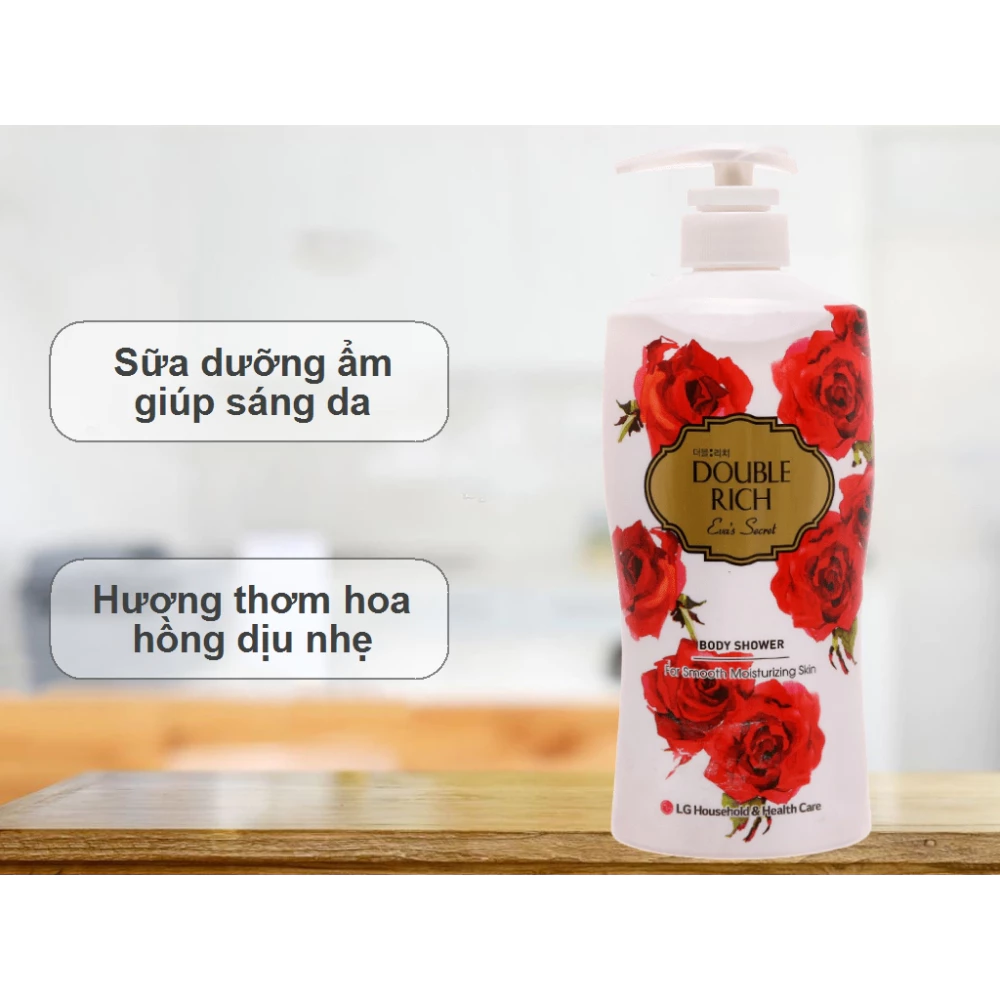 Sữa tắm Double Rich Eva's Secret hương hoa hồng 550g/800g