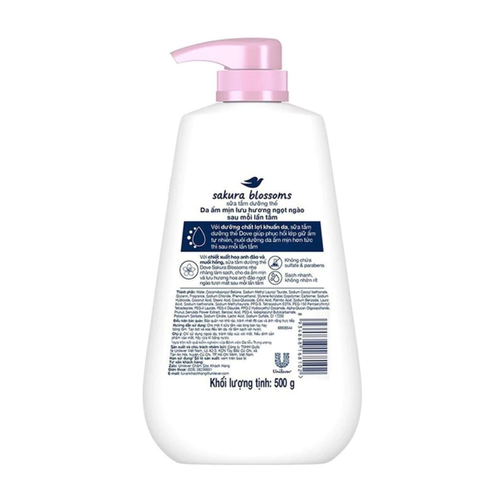 Sữa tắm dưỡng thể Dove da ẩm mịn lưu hương ngọt ngào 500g/900g