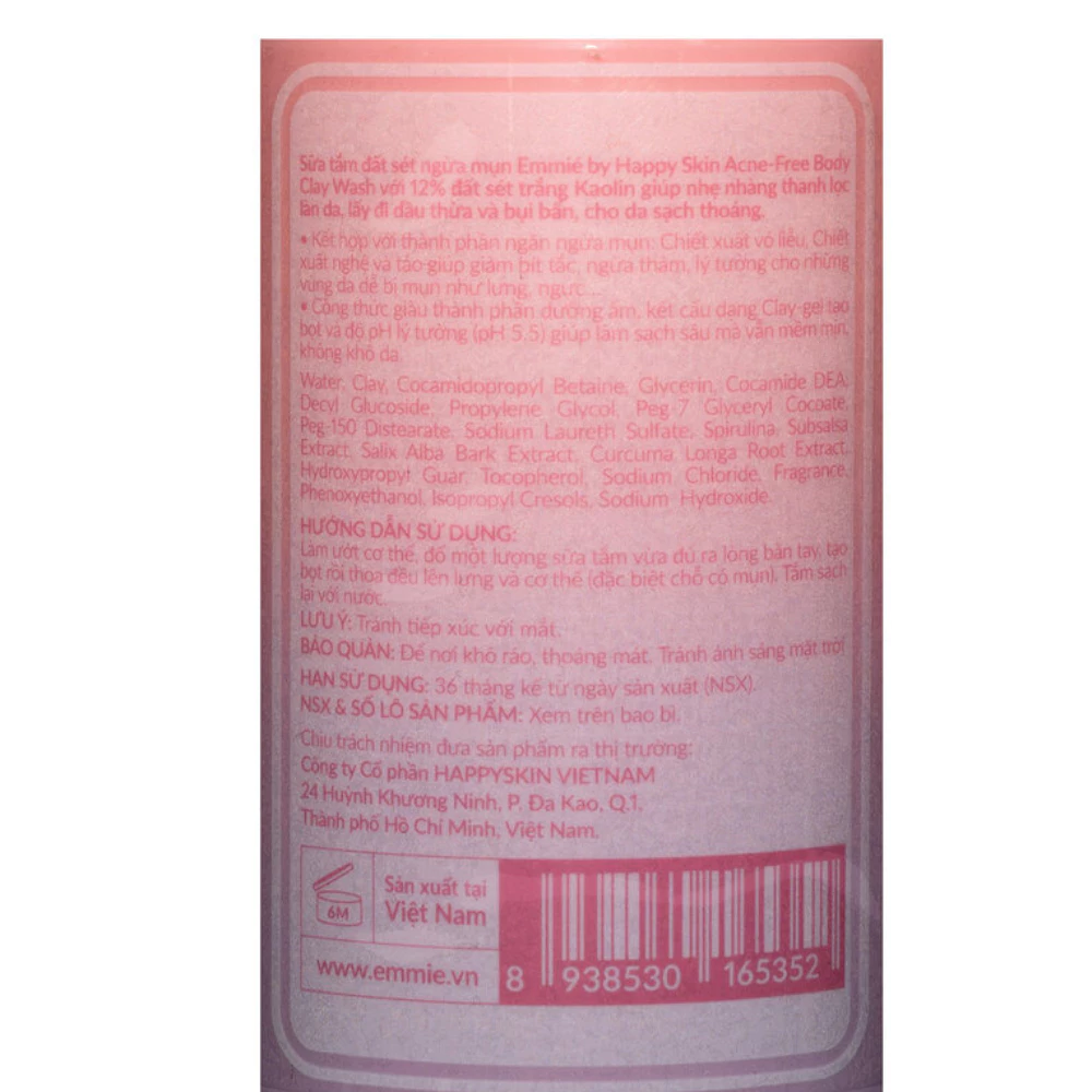 Sữa tắm Emmié đất sét ngừa mụn hương Peachy Love 250ml