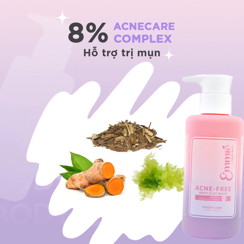 Sữa tắm Emmié đất sét ngừa mụn hương Peachy Love 250ml