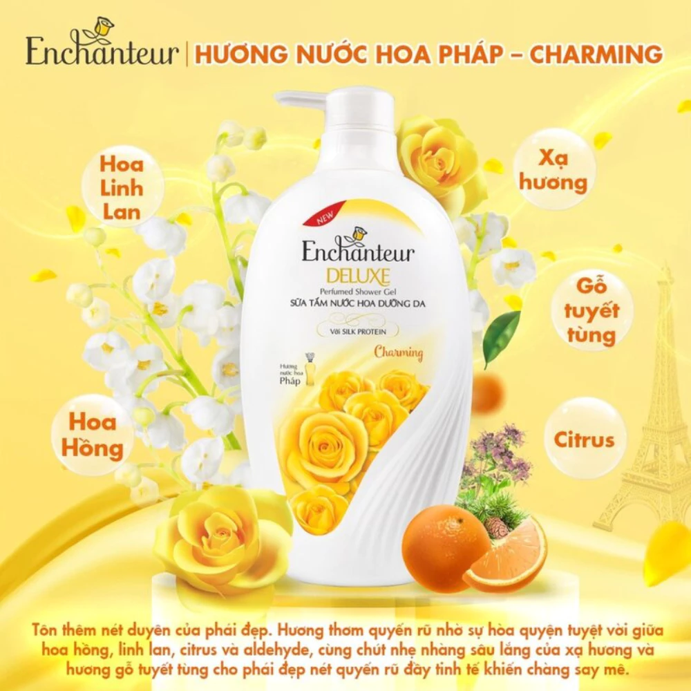 Sữa tắm Enchanteur nước hoa dưỡng da Charming 650g