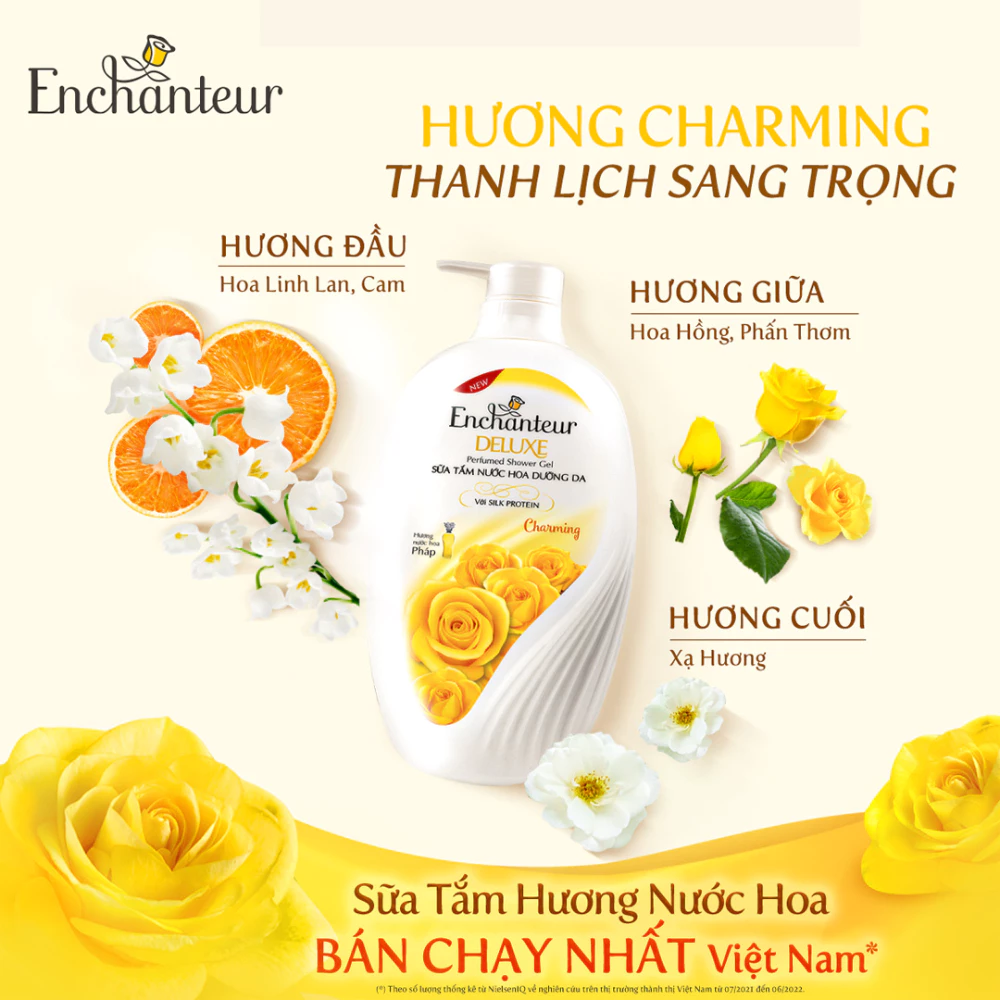Sữa tắm Enchanteur nước hoa dưỡng da Charming 650g