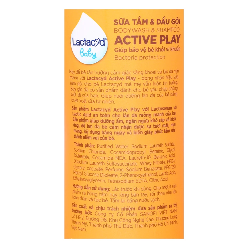 Sữa tắm & gội 2in1 cho bé Lactacyd Active Play hương tự nhiên 250ml/ 500ml (từ 1 tuổi)