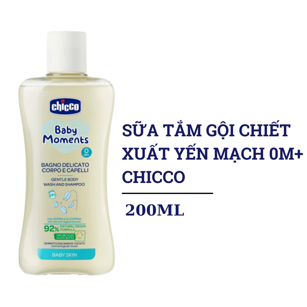 Sữa tắm gội chiết xuất yến mạch 0M+ Chicco 200ml
