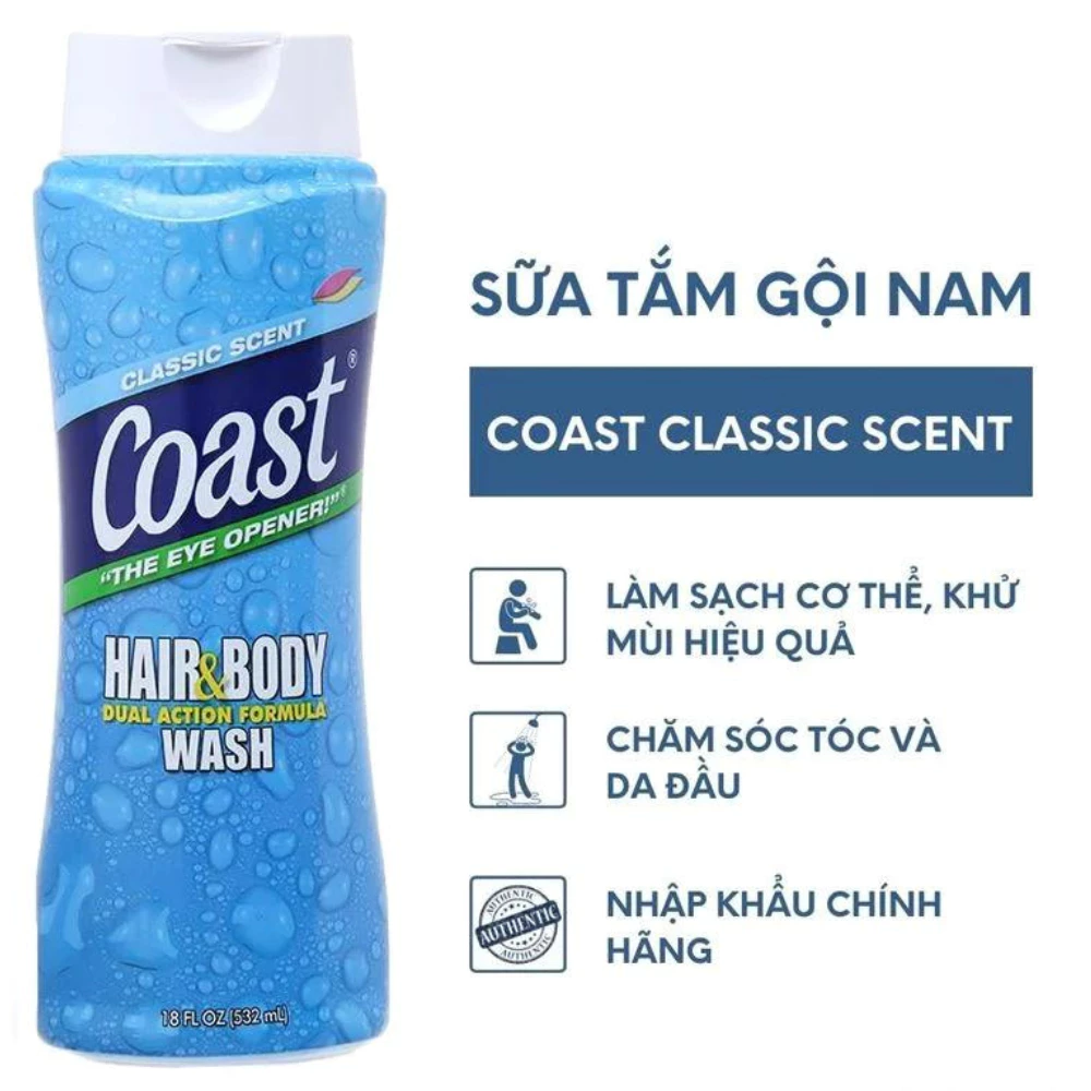 Sữa tắm gội Coast dành cho nam 532ml/946ml