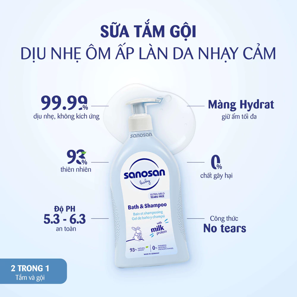 Sữa tắm gội dành cho bé Sanosan 200ml/500ml