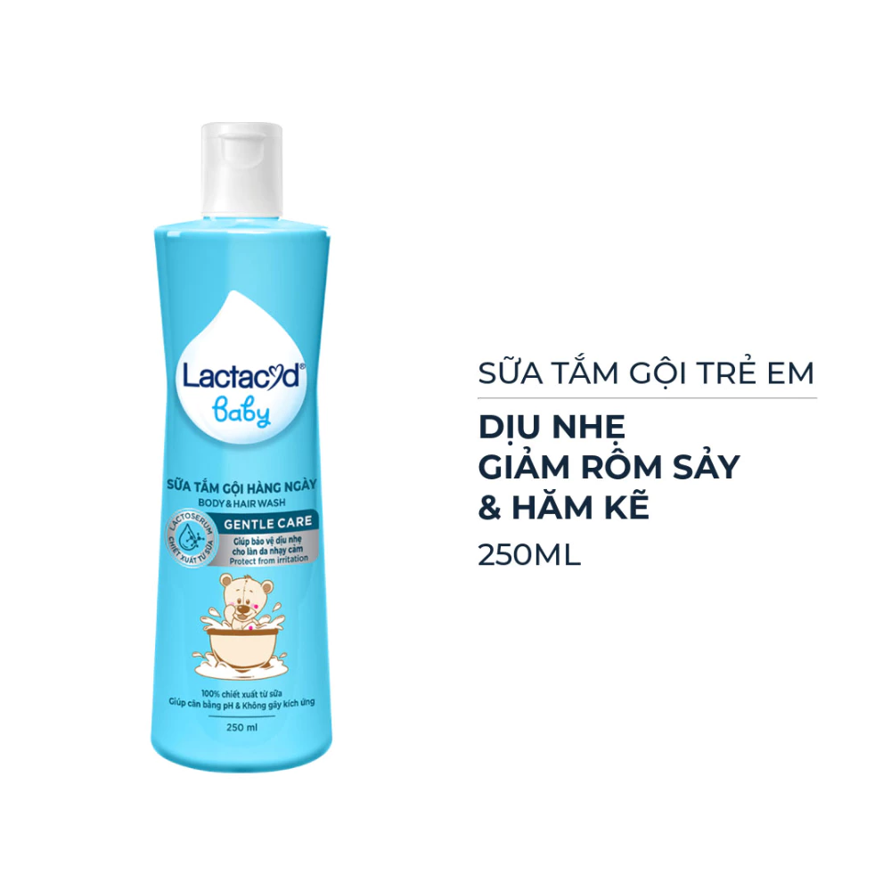 Sữa tắm gội trẻ em Lactacyd Bb giúp giảm rôm sảy và hãm kẻ 250ml