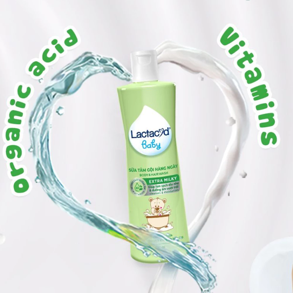 Sữa tắm gội trẻ em Lactacyd Milky bảo vệ da và tóc bé 500ml