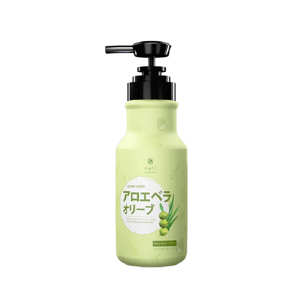 Sữa tắm Hasi Kokeshi nha đam và Olive ẩm mịn da 600ml