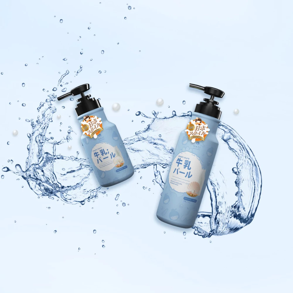 Sữa tắm Hasi Kokeshi sữa bò và ngọc trai sáng mịn da 600ml
