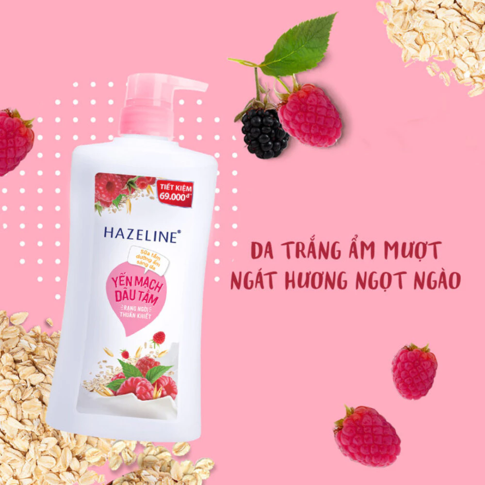 Sữa tắm Hazeline sáng mịn dưỡng ẩm yến mạch và dâu tằm 1kg
