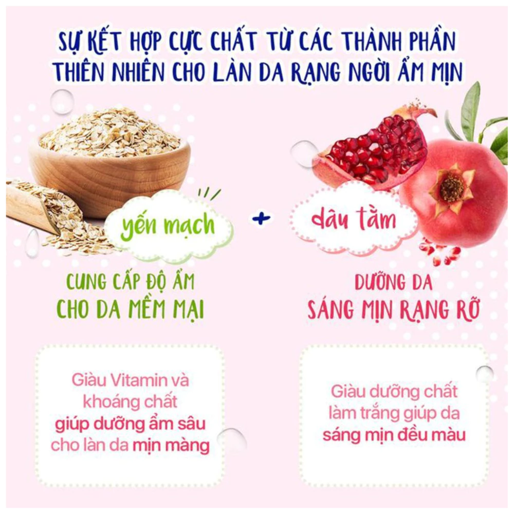 Sữa tắm Hazeline sáng mịn dưỡng ẩm yến mạch và dâu tằm 1kg