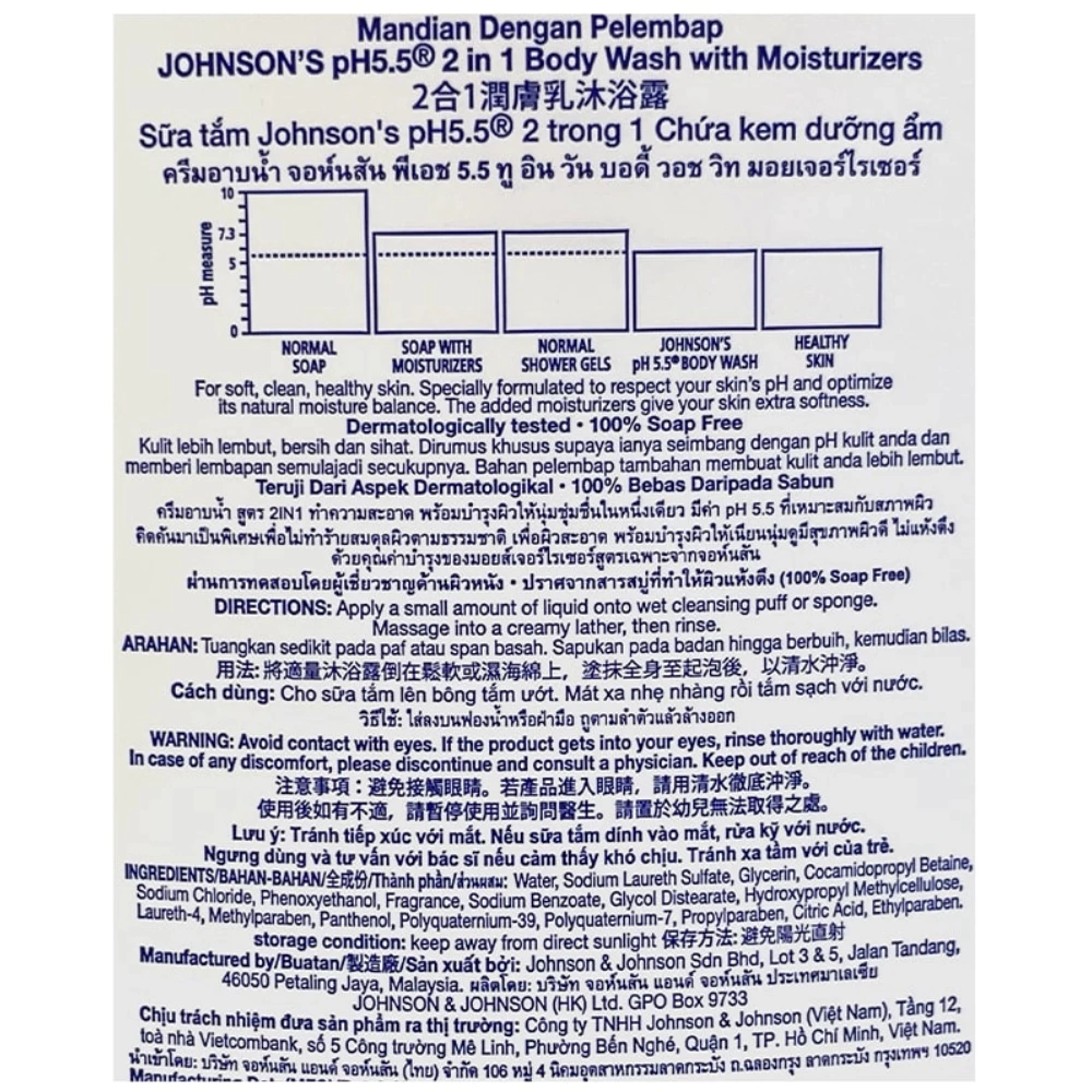 Sữa tắm Johnson's Adult 2 trong 1 cấp ẩm cho người lớn 750ml