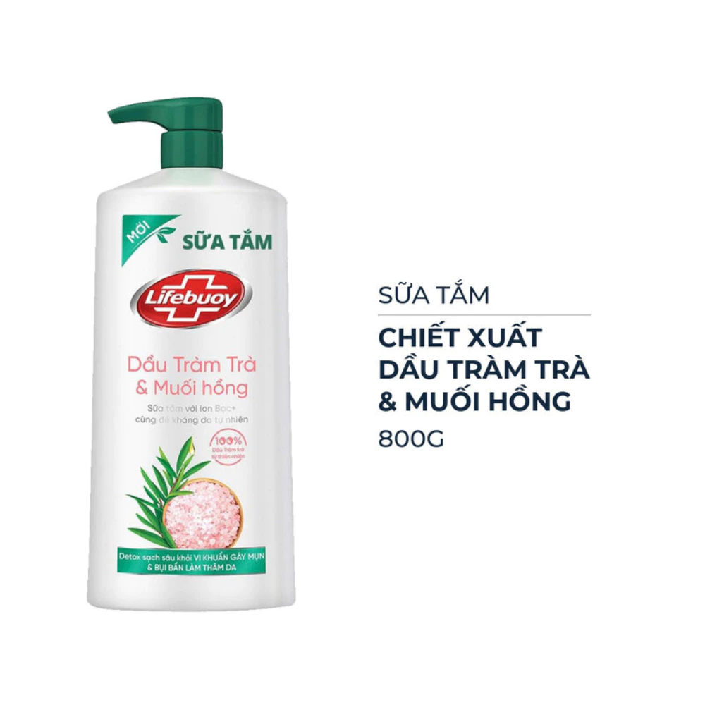 Sữa tắm Lifebuoy Detox dầu tràm trà & muối hồng 800g