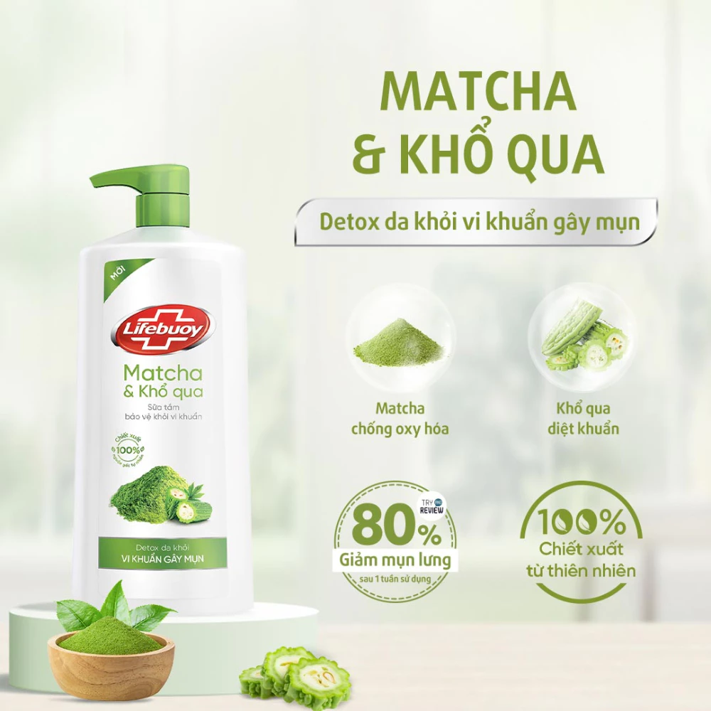 Sữa tắm Lifebuoy Detox Matcha & khổ qua 800g