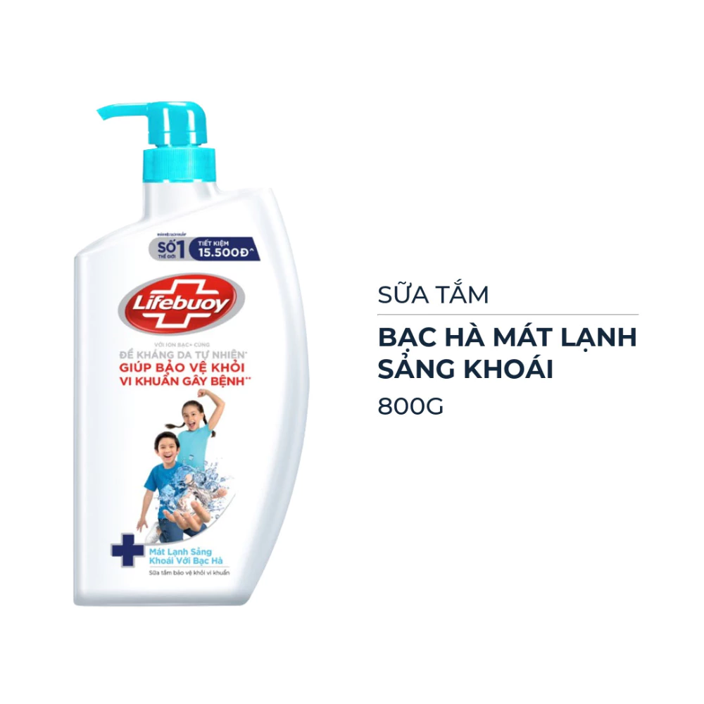 Sữa tắm Lifebuoy mát lạnh sảng khoái với bạc hà 800g