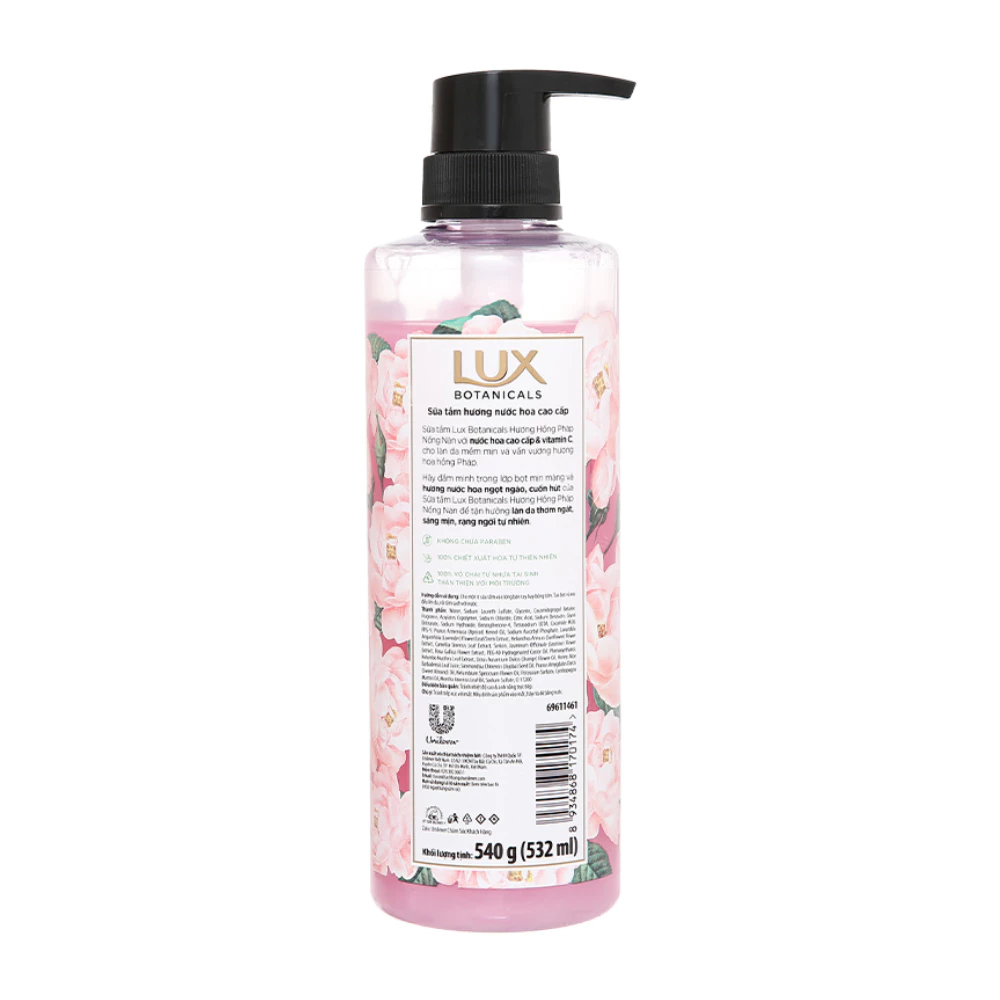Sữa tắm Lux Botanicals hoa hồng Pháp nồng nàn 570g