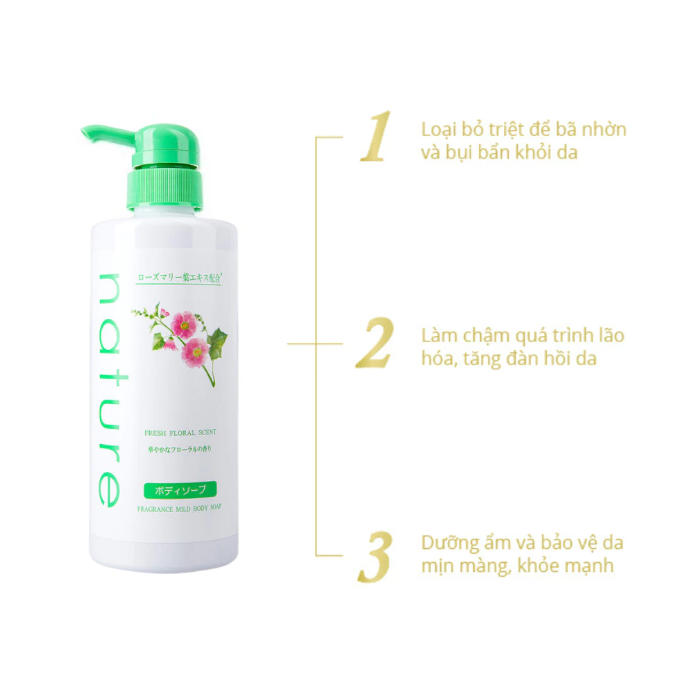 Sữa tắm Naris Nature dịu nhẹ hương hoa tươi mát 500ml