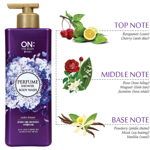 Sữa Tắm On: The Body dưỡng ẩm hương quyến rũ Perfume Violet Dream 500g/1000g