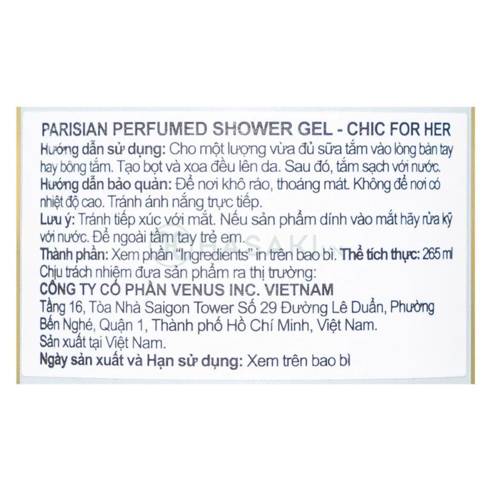 Sữa tắm Parisian nước hoa nữ - Chic For Her 256ml/480g