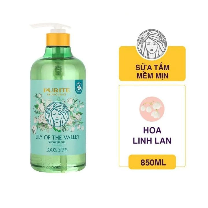 Sữa tắm Purité dưỡng da mềm mịn hương hoa Linh Lan 850ml
