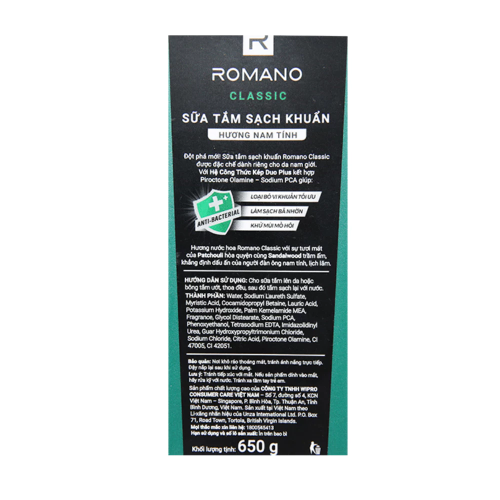 Sữa tắm Romano hương nước hoa Classic 650g