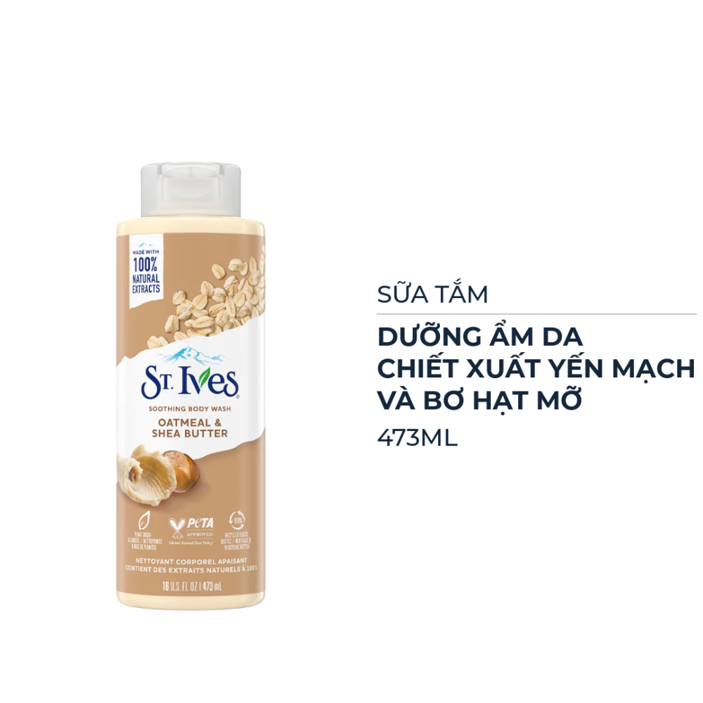 Sữa tắm St.Ives dưỡng ẩm da yến mạch và bơ hạt mỡ 473ml/650ml