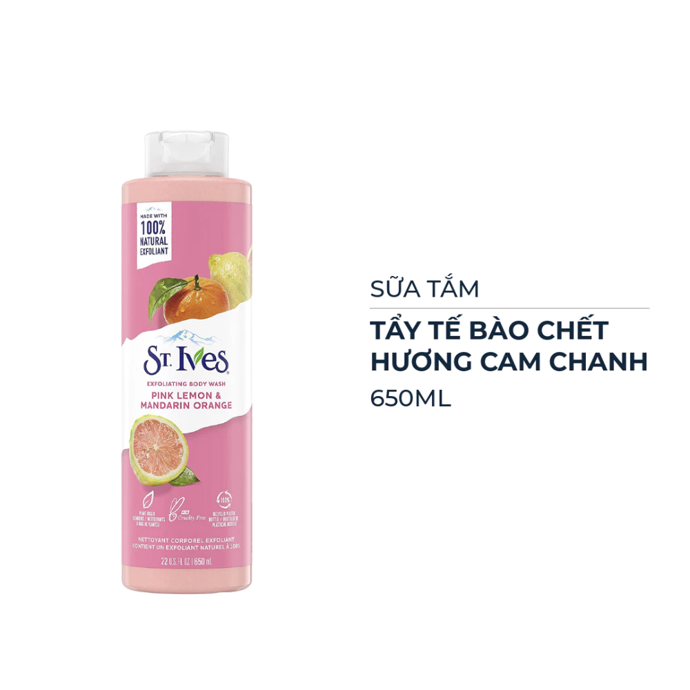 Sữa tắm St.Ives tẩy tế bào chết hương cam chanh 473ml/650ml