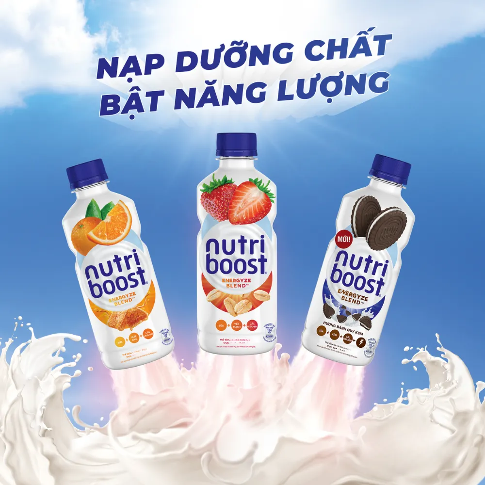 Sữa trái cây Nutriboost dâu và yến mạch 1L