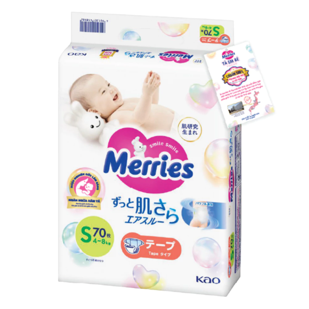 Tã dán/quần Merries nhập khẩu Nhật Bản size NB76/S70/M56/L48/XL40/M52/L44/XL38/XXL26 cho bé từ dưới 5kg - 28kg