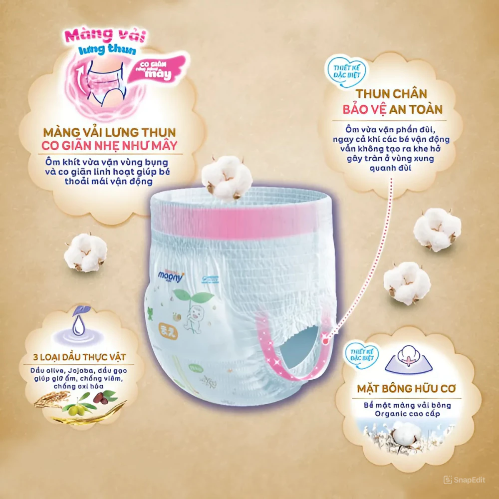 Tã dán/quần Moony Natural size NB66/M46/L38/L36/XL32 cho bé từ sơ sinh đến 22kg