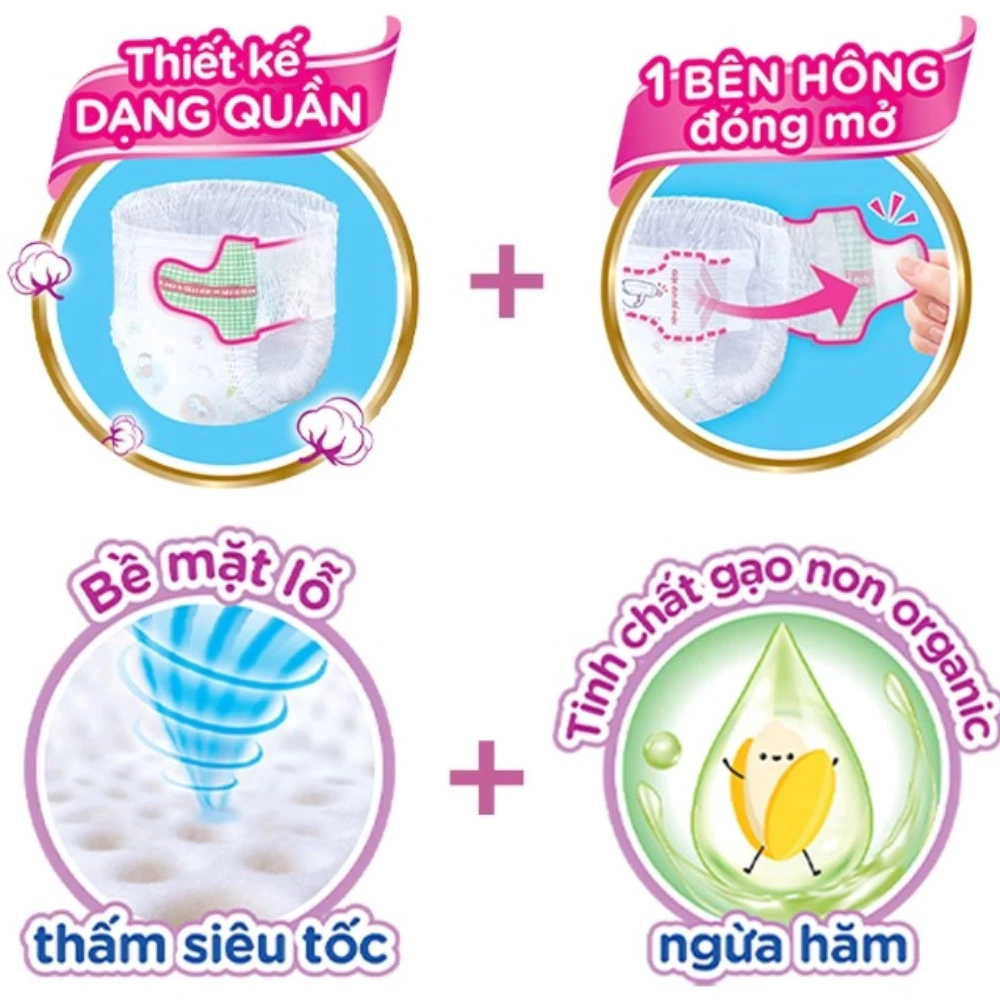 Tã quần mở một bên Bobby size NB-S 74 miếng/S-M 62 miếng dành cho bé từ 3 - 10kg