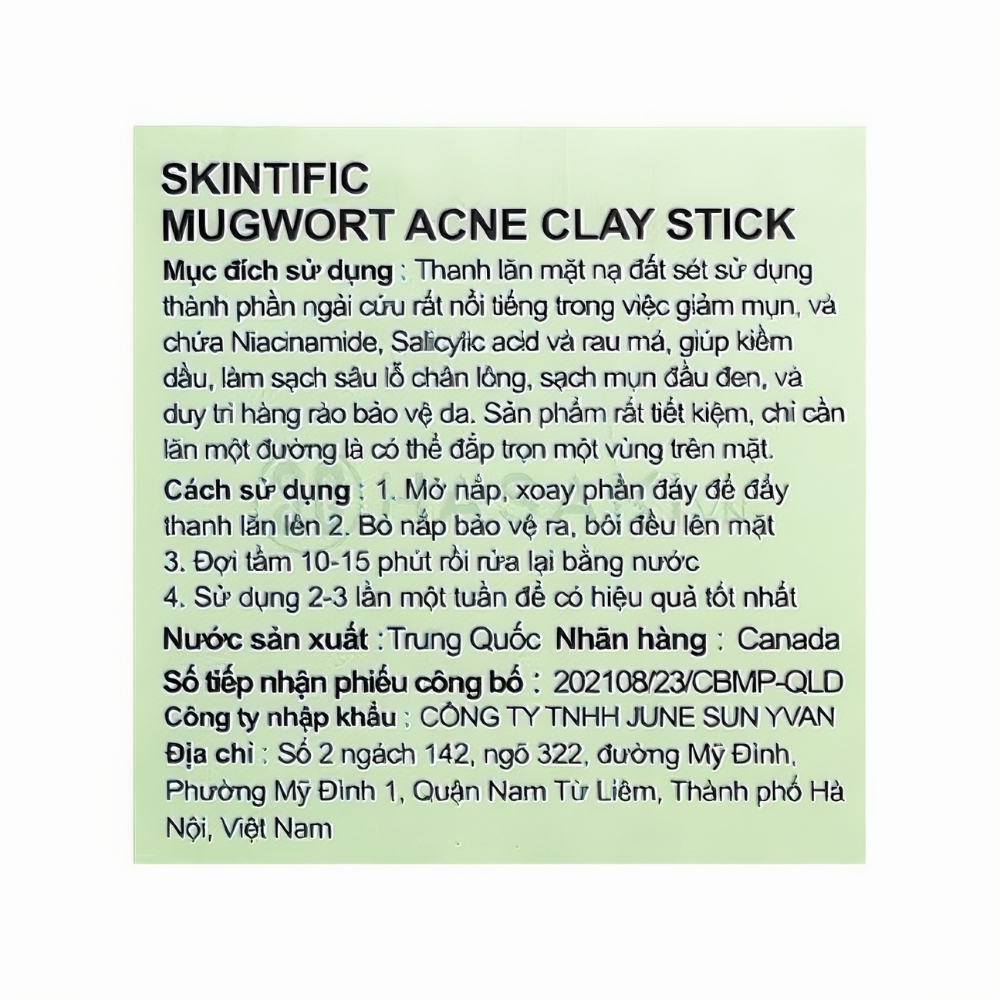 Thanh lăn mặt nạ đất sét Skintific Ngải Cứu giảm mụn 40g