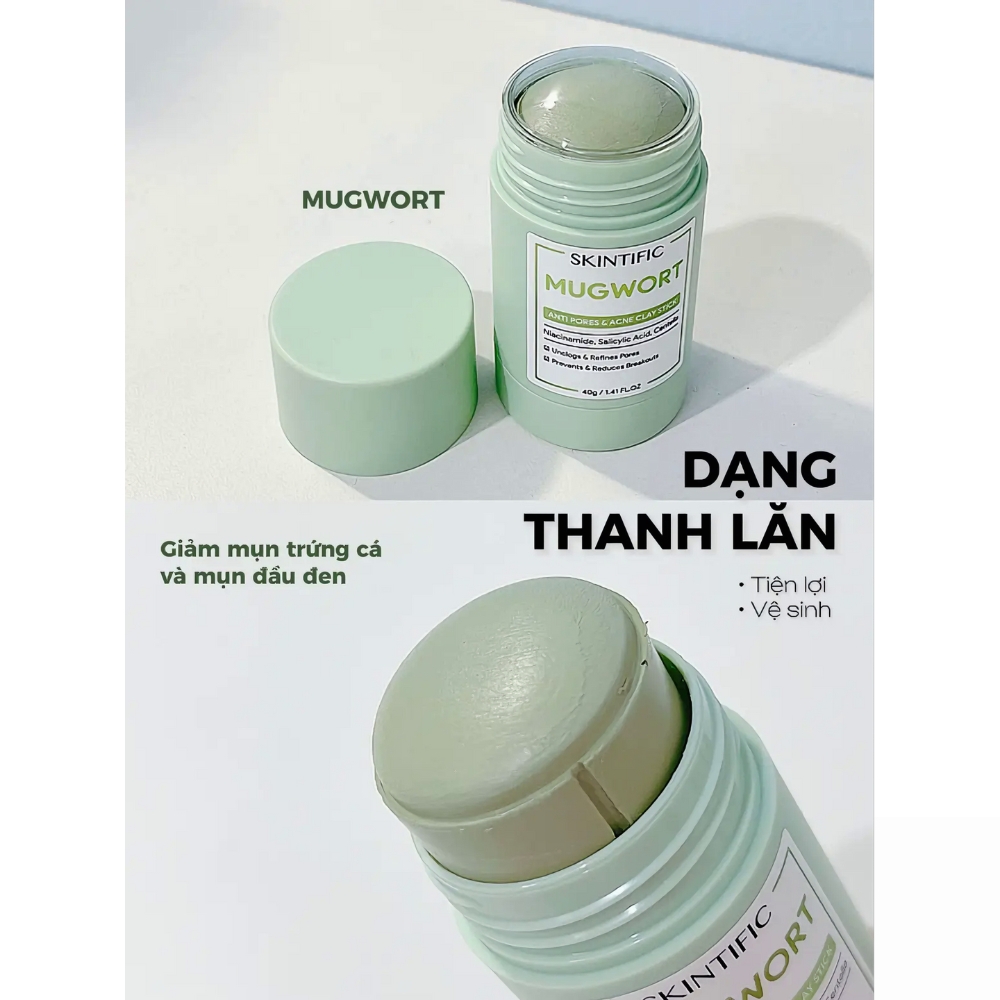 Thanh lăn mặt nạ đất sét Skintific Ngải Cứu giảm mụn 40g