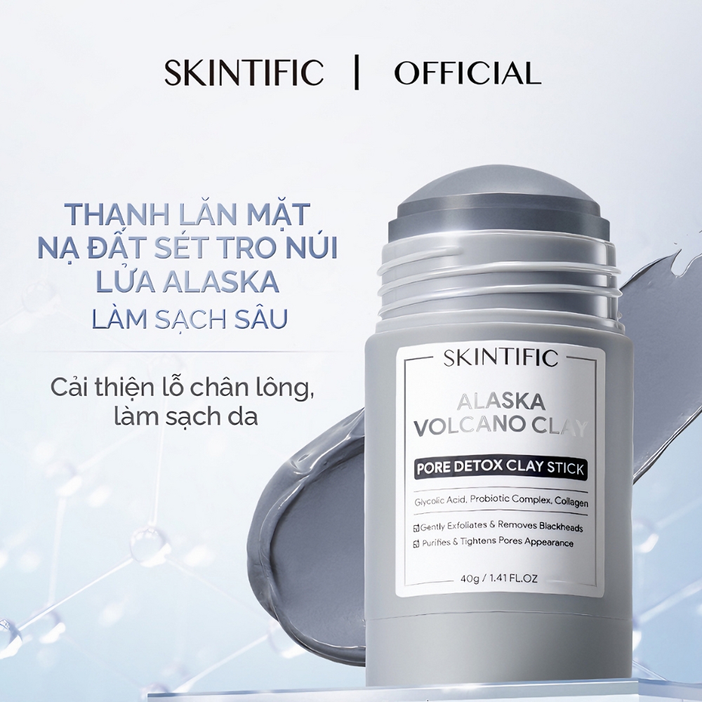 Thanh lăn mặt nạ đất sét Skintific tro núi lửa sạch sâu 40g