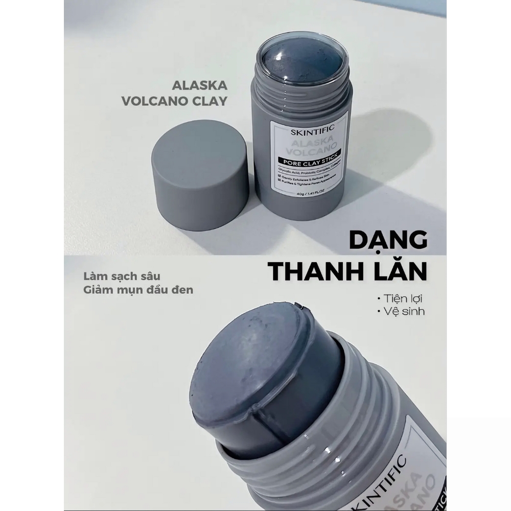 Thanh lăn mặt nạ đất sét Skintific tro núi lửa sạch sâu 40g