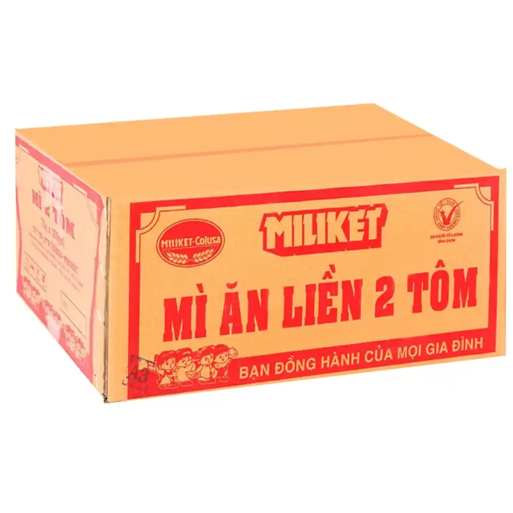 (Thùng 100 gói) Mì Miliket Hai Tôm giấy trắng gói 75g