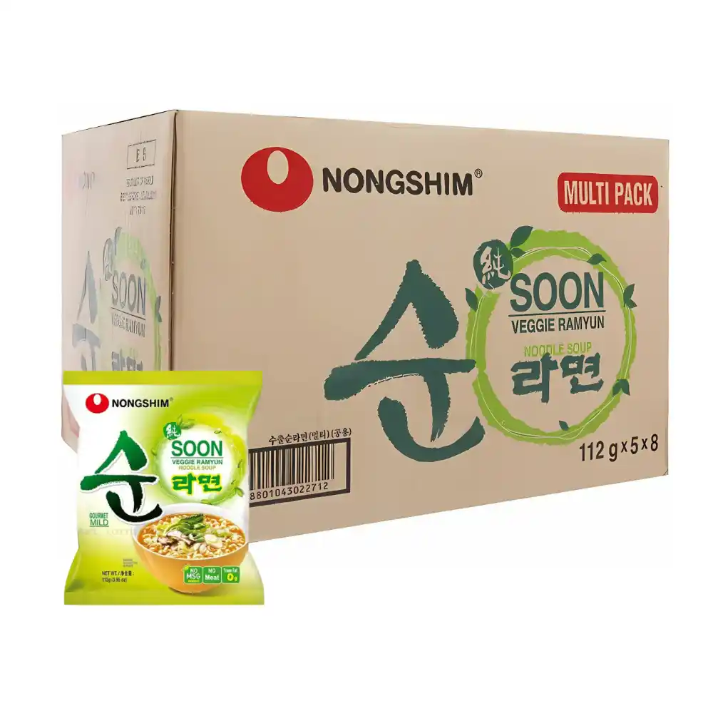 Thùng 10/40 gói mì chay Soon veggie Nongshim 112g